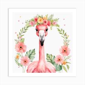 Floral Baby Flamingo Nursery Illustration (15) Art Print