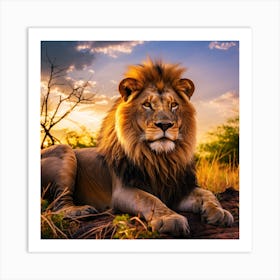 Lion At Sunset 3 Art Print