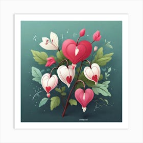 Flowers of Bleeding heart, Vector art 6 Art Print