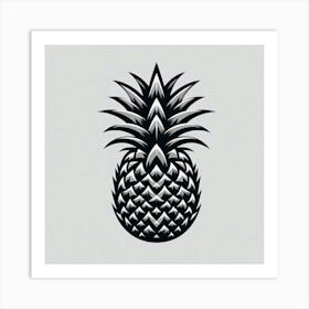 Black And White Pineapple Kitchen Restaurant Hallway Art Print