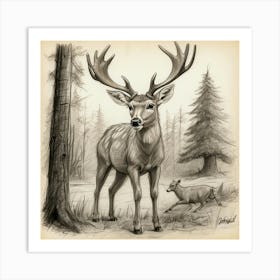 Deer In The Woods 138 Art Print