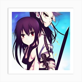 Anime Couple With Swords Art Print