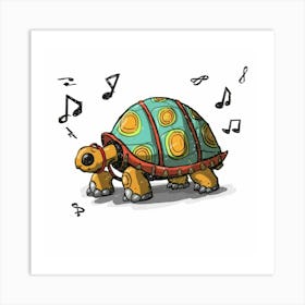 Turtle With Music Notes 1 Art Print