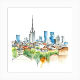 Poland City Skyline Art Print