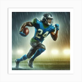 The Power of the Run: A Tribute to the Strength and Determination of Football Players Art Print