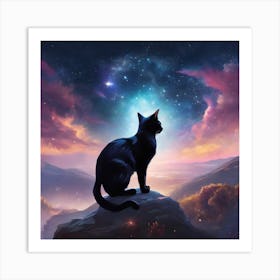 Cat In The Night Sky Art Print