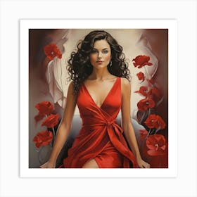 Woman In Red Dress Art Print 3 Art Print