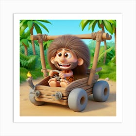 Caveman In A Car 7 Art Print