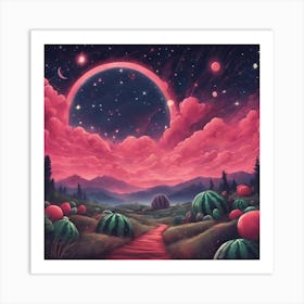 The Stars Twinkle Above You As You Journey Through The Watermelon Kingdom S Enchanting Night Skies, Art Print