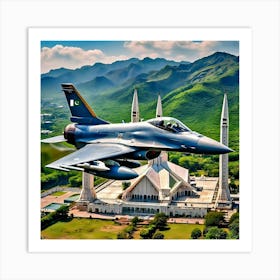 Pakistan Air Force Jet Flying over Islamabad Art Print