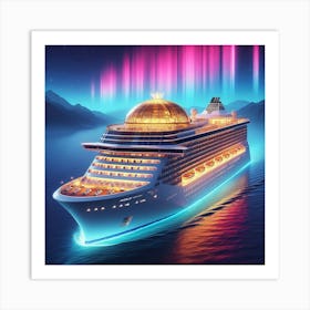 Cruise Ship At Night Art Print