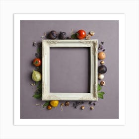 Photo Frame With Fruits And Vegetables Art Print