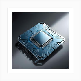 A Highly Detailed, Intricately Designed Stencil Image Of A Futuristic Computer Cpu Chip In 3d Art Print