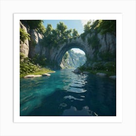 Default A A Tranquil River Winding Through A Dense Forest Sunl 3 Art Print