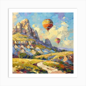 Hot Air Balloons In The Mountains Art Print