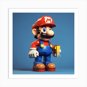 Mario as Lego Character 3d Graphic Art Print