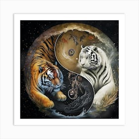 Yin And Yang Tiger Art Print