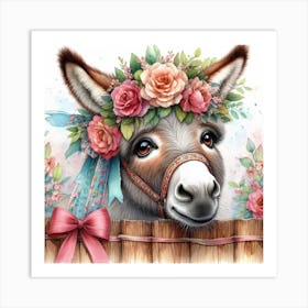 Donkey With Flowers 7 Art Print