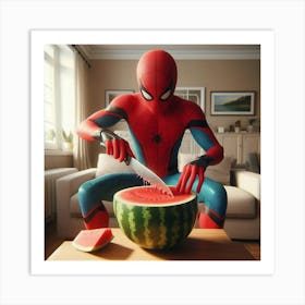 Spider-Man enjoy watermelon Art Print