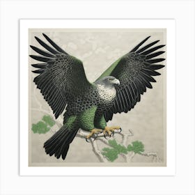 Ohara Koson Inspired Bird Painting Hawk 3 Square Art Print