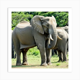 Elephants In The Wild 4 Art Print