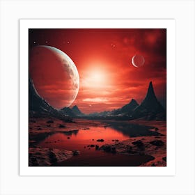 An Alien Planet With Red Sky 6:7 Art Print