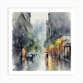 Rainy Day In The City Art Print