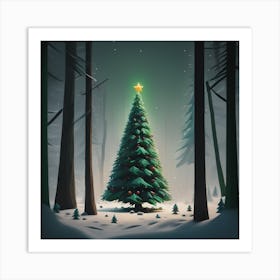 Christmas Tree In The Forest Art Print