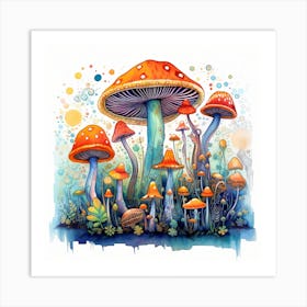 Mushrooms In The Forest 103 Art Print