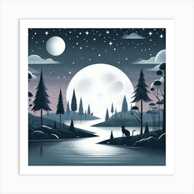 Night Landscape In The Forest Art Print