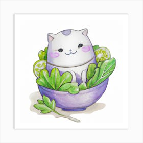 Cat In A Bowl Art Print