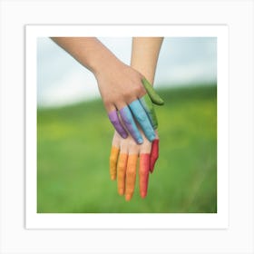 Rainbow Painted Hands Art Print