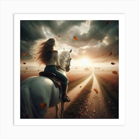 Girl Riding A Horse 5 Art Print