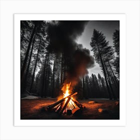 Campfire In The Woods 6 Art Print