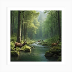 Deer In The Forest 2 Art Print