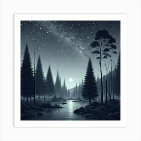 Night In The Forest 1 Art Print