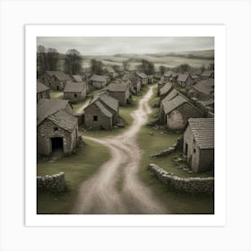 Village In The Mist Art Print