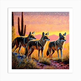 Band of coyotes Art Print