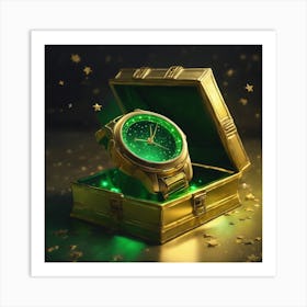  Watch That Glows Dark Green Inside A Golden Box  Art Print