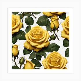 Yellow Roses Seamless Pattern 8 Art Print