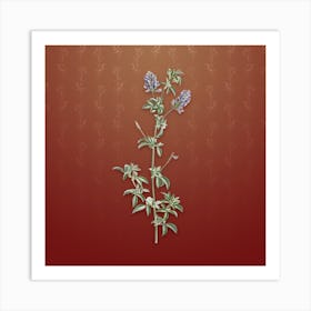 Vintage Spanish Clover Bloom Botanical on Falu Red Pattern n.2172 Art Print