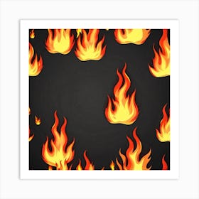 Flames On Black Background 48 Art Print