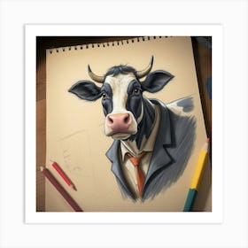 Cow In A Suit 2 Art Print