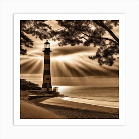 Lighthouse On The Beach 2 Art Print