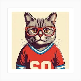 Cat In Red Jersey Art Print
