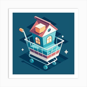 House In A Shopping Cart Art Print