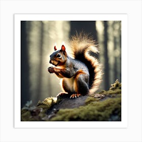 Squirrel In The Forest 247 Art Print