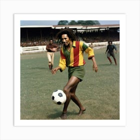 Marley Kicking A Soccer Ball Art Print