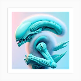 Alien Portrait Turquoise 10 Art Print