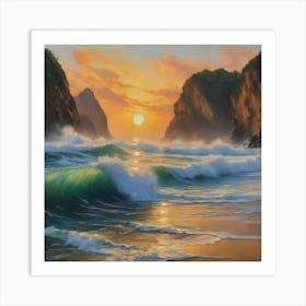 Sunset At The Beach 2 Art Print